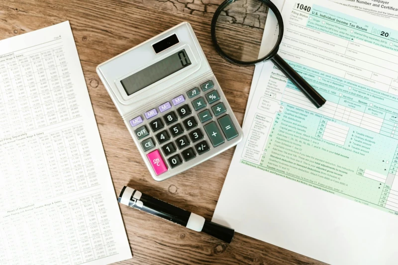 calculator and papers